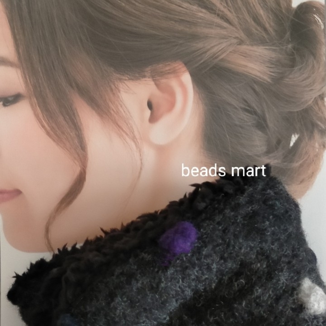 beads mart ハンドメイド マフラー RAドット 水玉 DGY×BK レディースのファッション小物(マフラー/ショール)の商品写真
