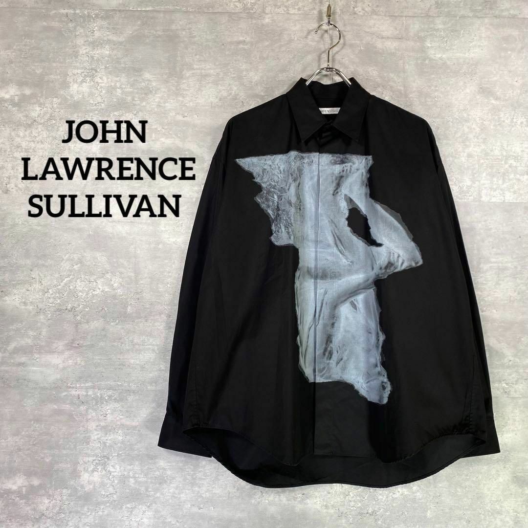 『ジョンローレンスサリバン』(44) オーバーサイズプリントシャツ / ブラック