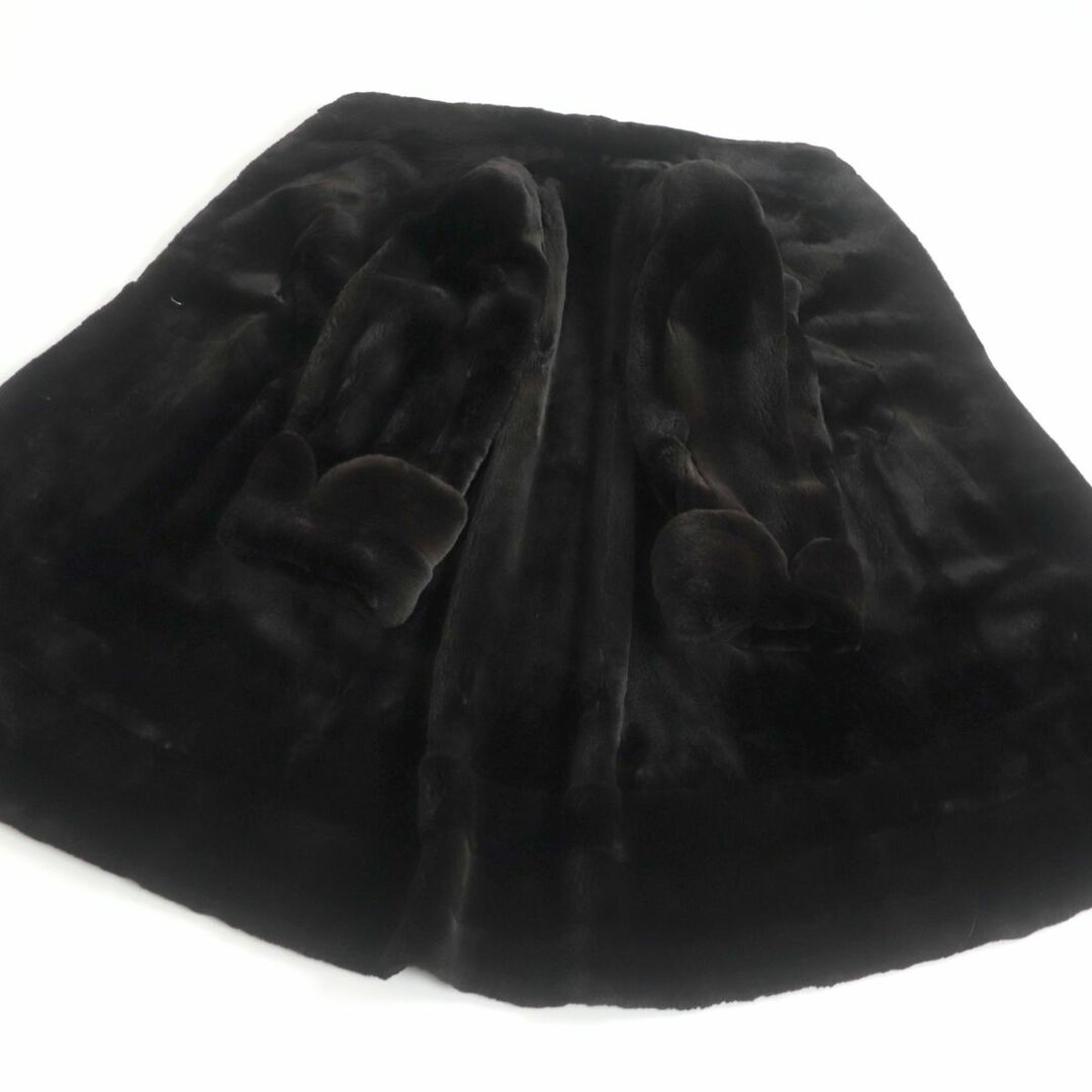毛並み極美品★MINK シェアードミンク デザイン 本毛皮ロングコート ダークブラウン 毛質柔らか◎ 毛並み極美品★MINK シェアードミンク デザイン 本毛皮ロングコート ダークブラウン 毛質柔らか◎