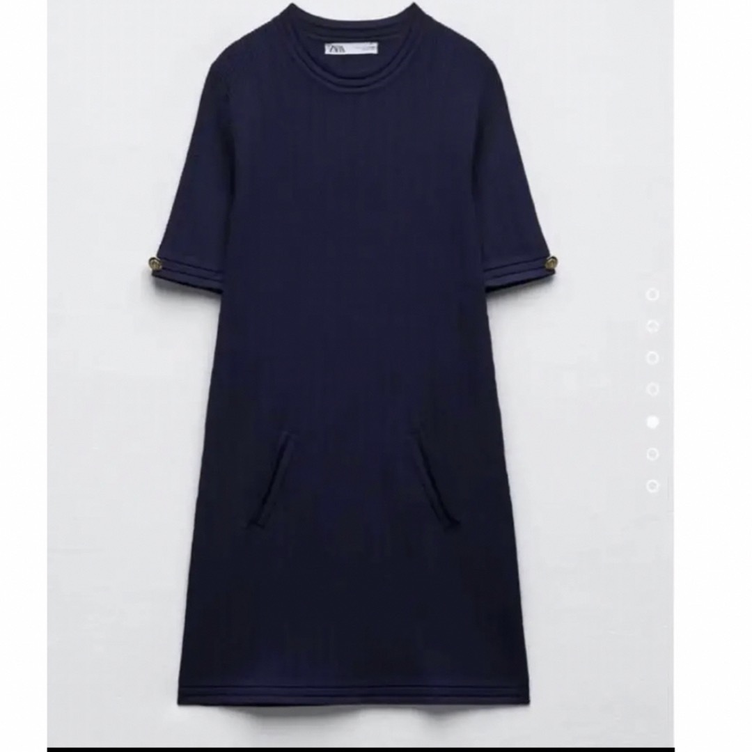 ZARA(ザラ)のzara ゴールドボタンニットミニワンピース レディースのワンピース(ミニワンピース)の商品写真