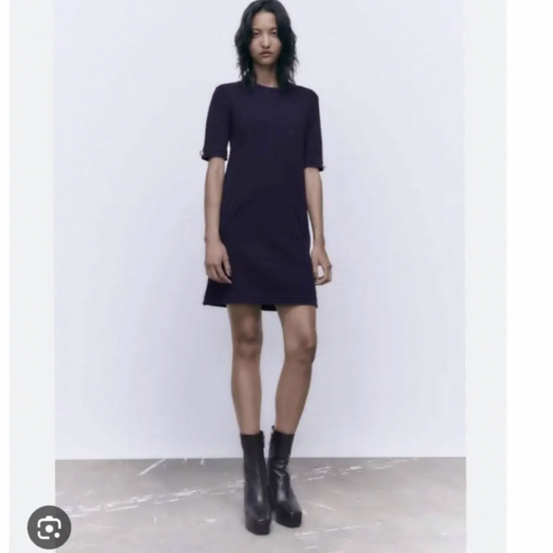 ZARA(ザラ)のzara ゴールドボタンニットミニワンピース レディースのワンピース(ミニワンピース)の商品写真