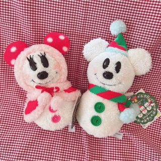 ディズニー(Disney)の【新品.タグ付き】♡ディズニー♡ミッキー＆ミニー雪だるま♡(ぬいぐるみ)