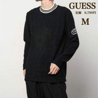 ゲス(GUESS)の新品　guess ゲス　ロゴワッペン　ソフトニット　ブラック　Ｍ(ニット/セーター)