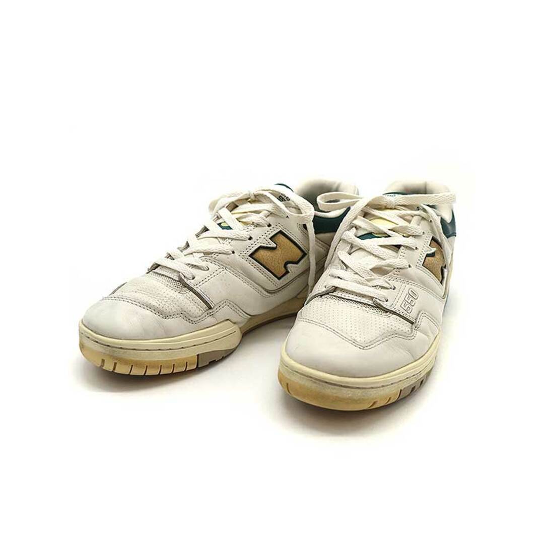 New Balance(ニューバランス)のAIME LEON DORE x New Balance エイメレオンドレ ×ニューバランス BB550A2 ローカットレザースニーカー ホワイト×グリーン 27.5cm メンズの靴/シューズ(スニーカー)の商品写真