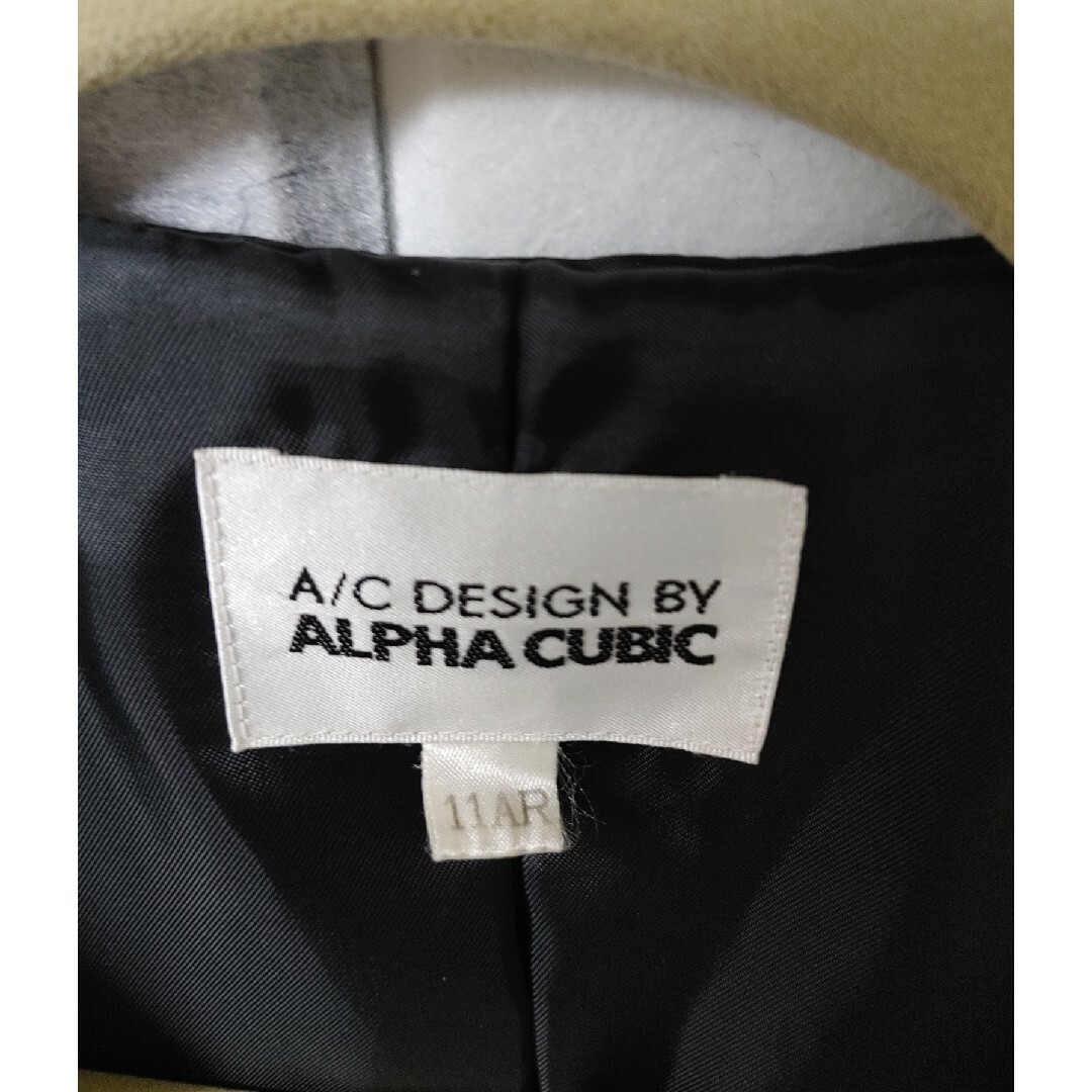 【美品】ALPHA CUBIC ダッフルコート　フード付き　ウール　ダークグレー レディースのジャケット/アウター(ダッフルコート)の商品写真