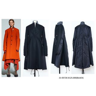 美品 sacai 2021 ロングコート ブラック サイズ1