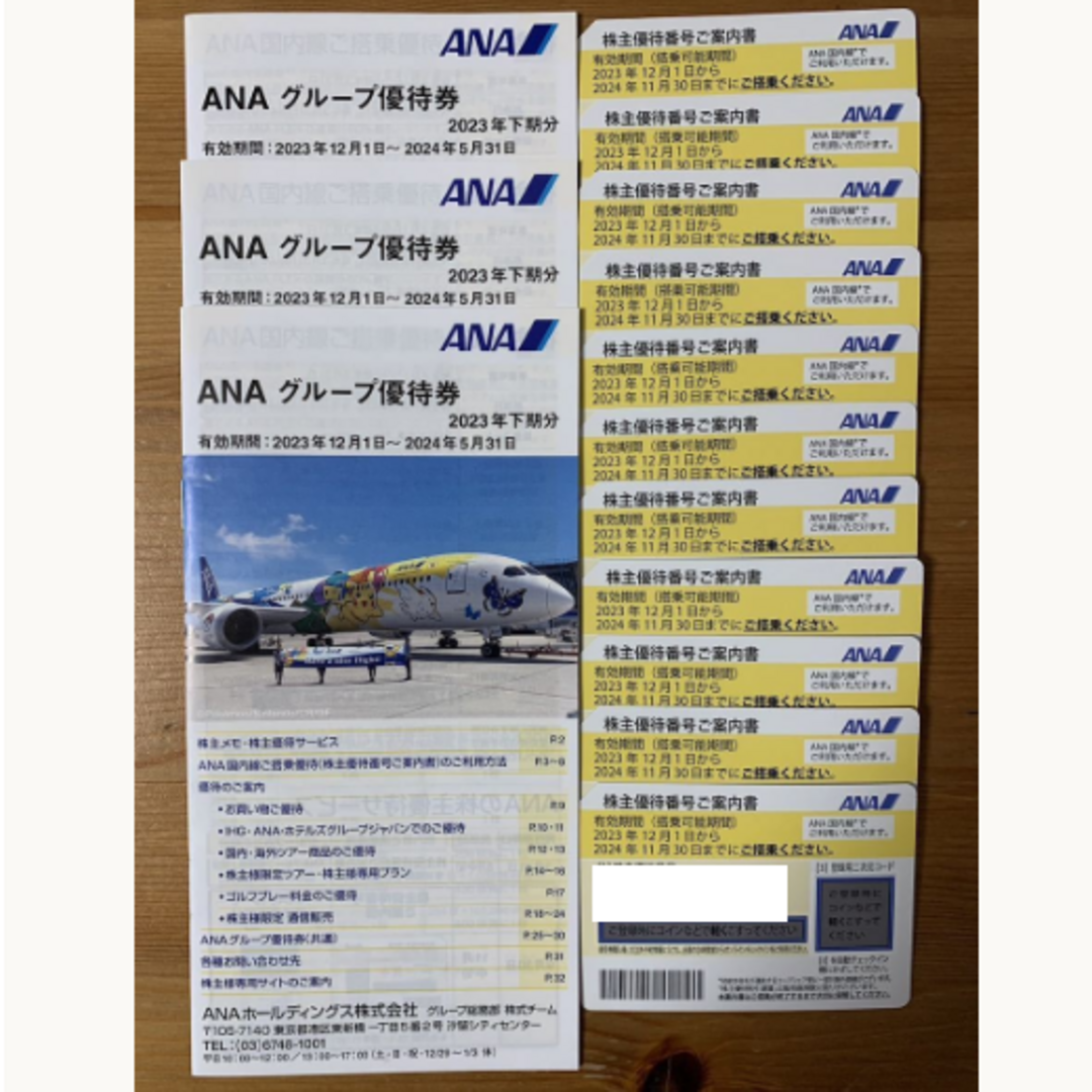 ANA全日空株主優待 12枚 2024年11月30日 優待冊子3冊付き航空券 - 航空券