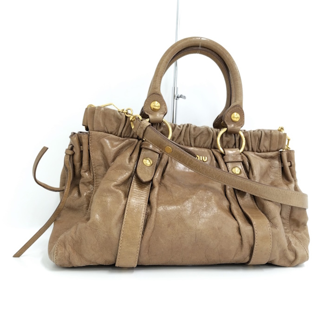 MIU MIU - MIU MIU 2WAY ショルダーバッグ レザー ブラウン MIU MIU - MIU MIU 2WAY ショルダーバッグ レザー ブラウン