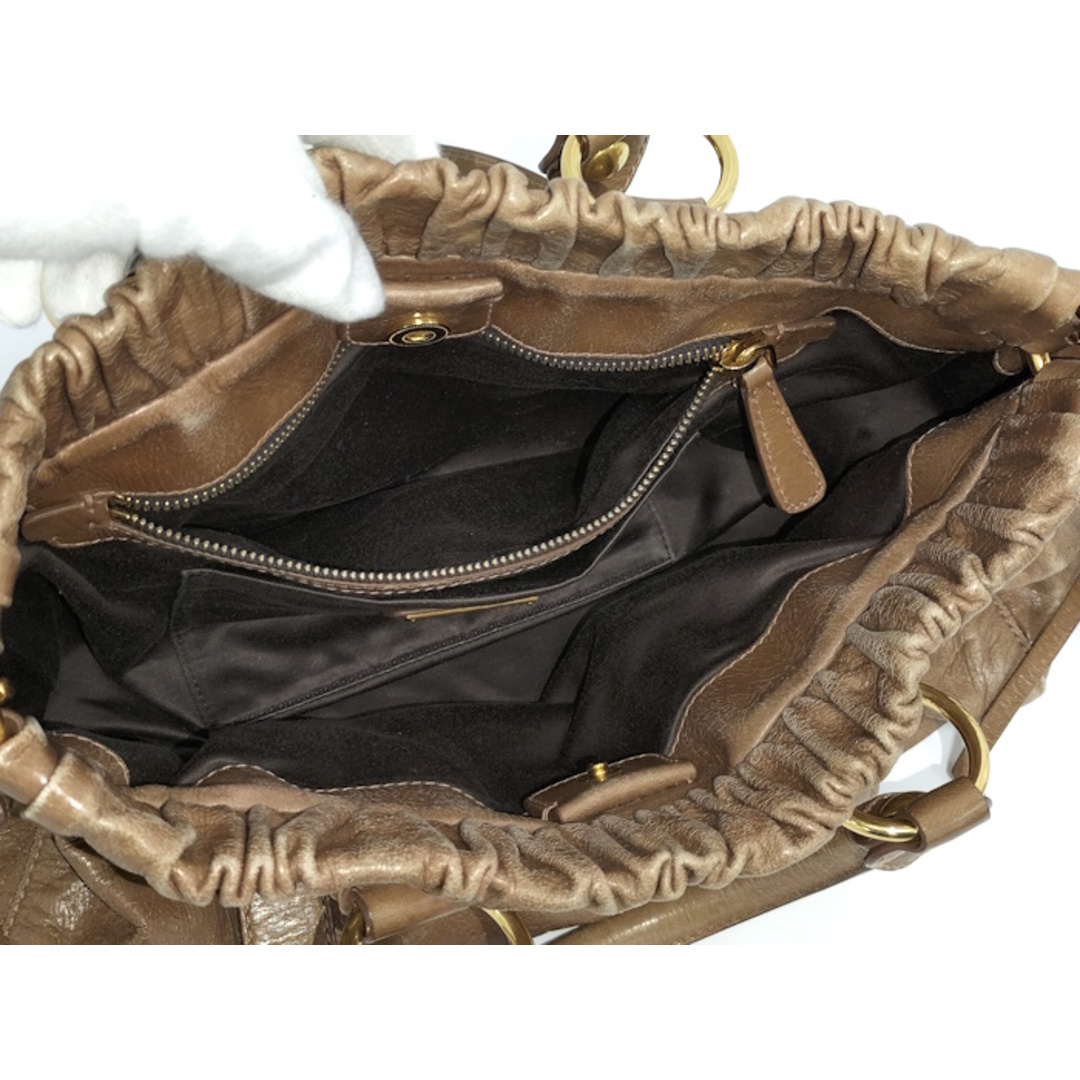 MIU MIU - MIU MIU 2WAY ショルダーバッグ レザー ブラウン MIU MIU - MIU MIU 2WAY ショルダーバッグ レザー ブラウン