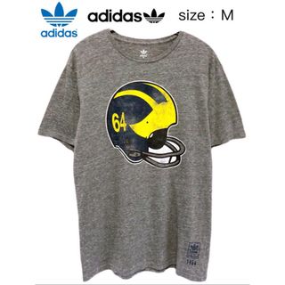 アディダス(adidas)のadidas　アメリカンフットボール　ヘルメット　Tシャツ　M　グレー　US古着(Tシャツ/カットソー(半袖/袖なし))