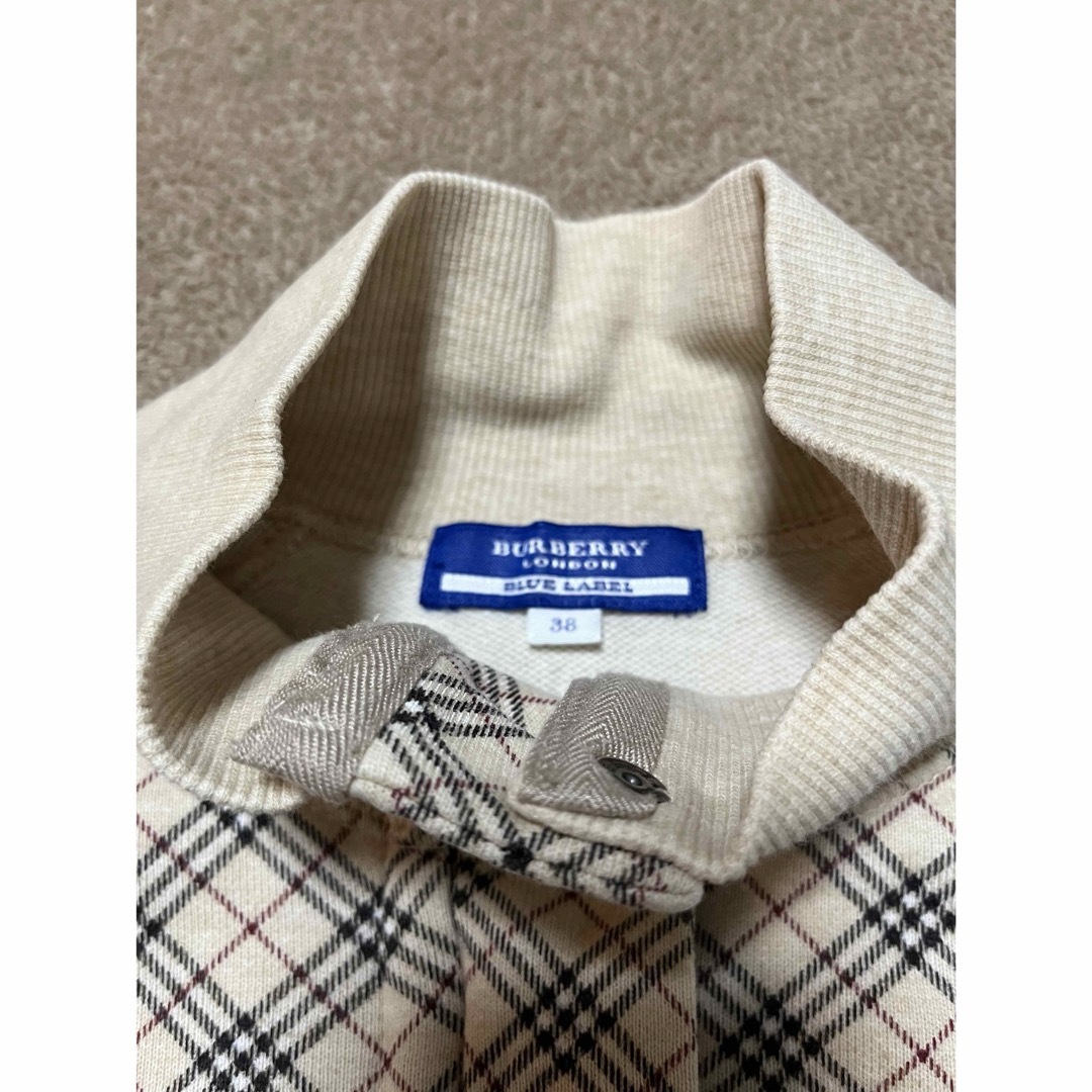 BURBERRY BLUE LABEL(バーバリーブルーレーベル)のバーバリー ブルーレーベル ジップパーカー　38　ノバチェック ロゴ 刺繍 レディースのトップス(パーカー)の商品写真