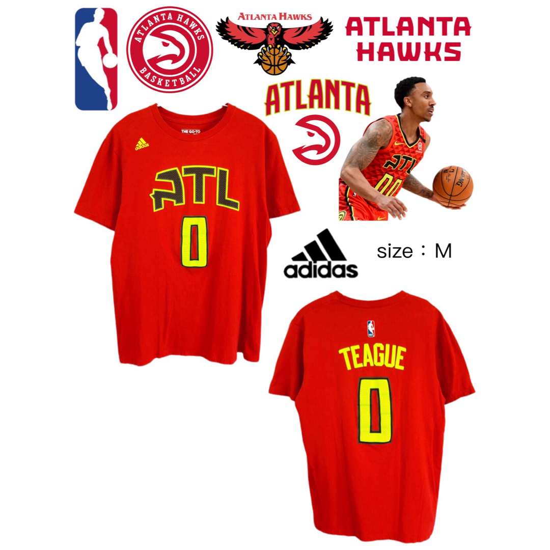 adidas(アディダス)のNBA　アトランタ・ホークス　ティーグ　0　Tシャツ　M　赤　USA古着 メンズのトップス(Tシャツ/カットソー(半袖/袖なし))の商品写真