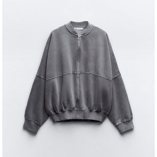 ザラ(ZARA)のZARA ボンバースウェットシャツ ジッパー (ブルゾン)