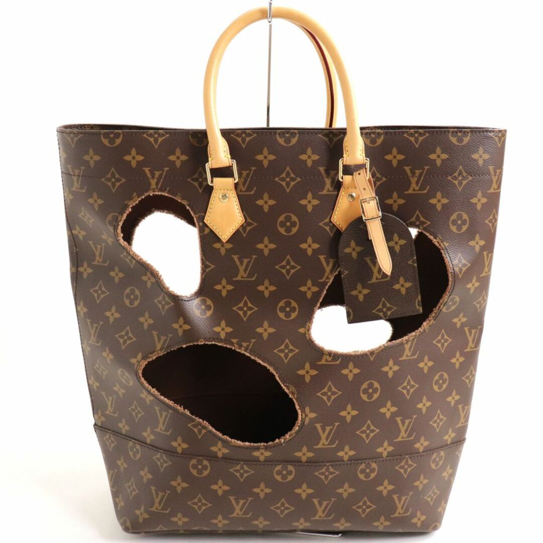 約405cmヨコ美品▽LOUIS VUITTON ルイヴィトン M40279 モノグラム ウィズ ホールズ トートバッグ ブラウン フランス製 保存袋付き レディース