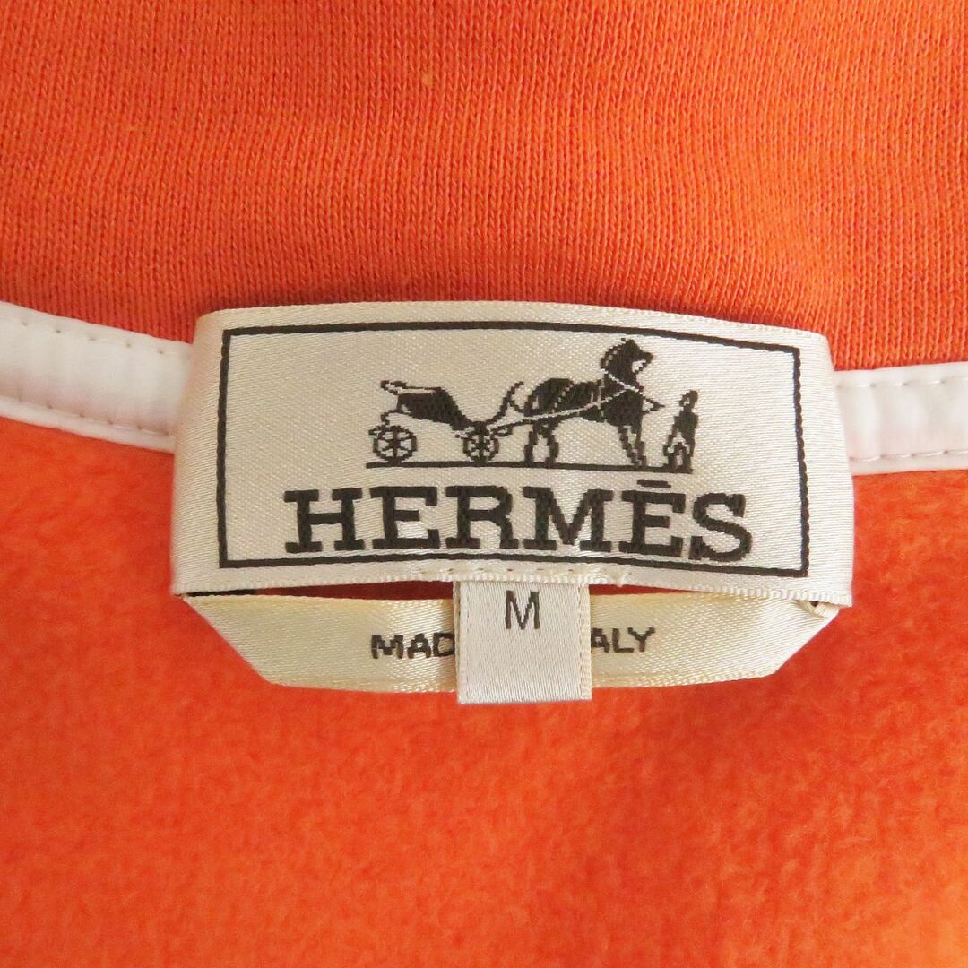 極美品□21SS HERMES/エルメス サイドライン Hロゴ 裏起毛 コットン ジップパーカー/フーディー オレンジ M イタリア製 正規品 メンズ