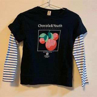 ショコラ(Chocola)のchocola  重ね着風　トレーナー　スウェット　さくらんぼ柄　130(Tシャツ/カットソー)