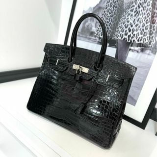 エルメス(Hermes)の美品 HERMES エルメス バーキン35 ポロサス ブラック(ハンドバッグ)