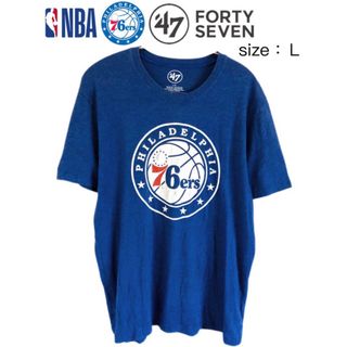 フォーティセブン(47 Brand)のNBA　76ers　セブンティシクサーズ　Tシャツ　L　青　USA古着(Tシャツ/カットソー(半袖/袖なし))