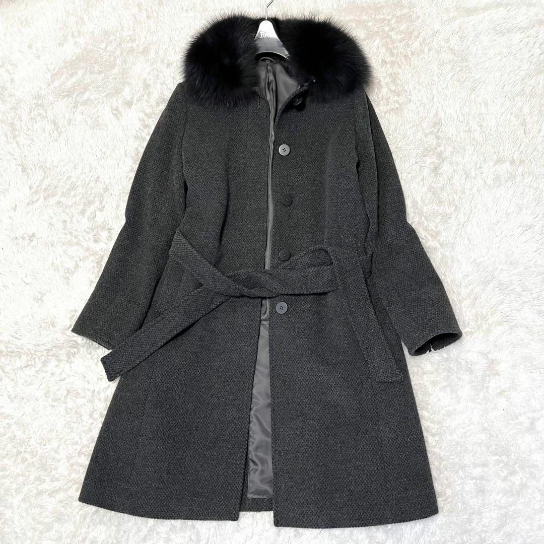 ジャケット/アウターソフール 羊毛×アンゴラ ロングコート ブルー