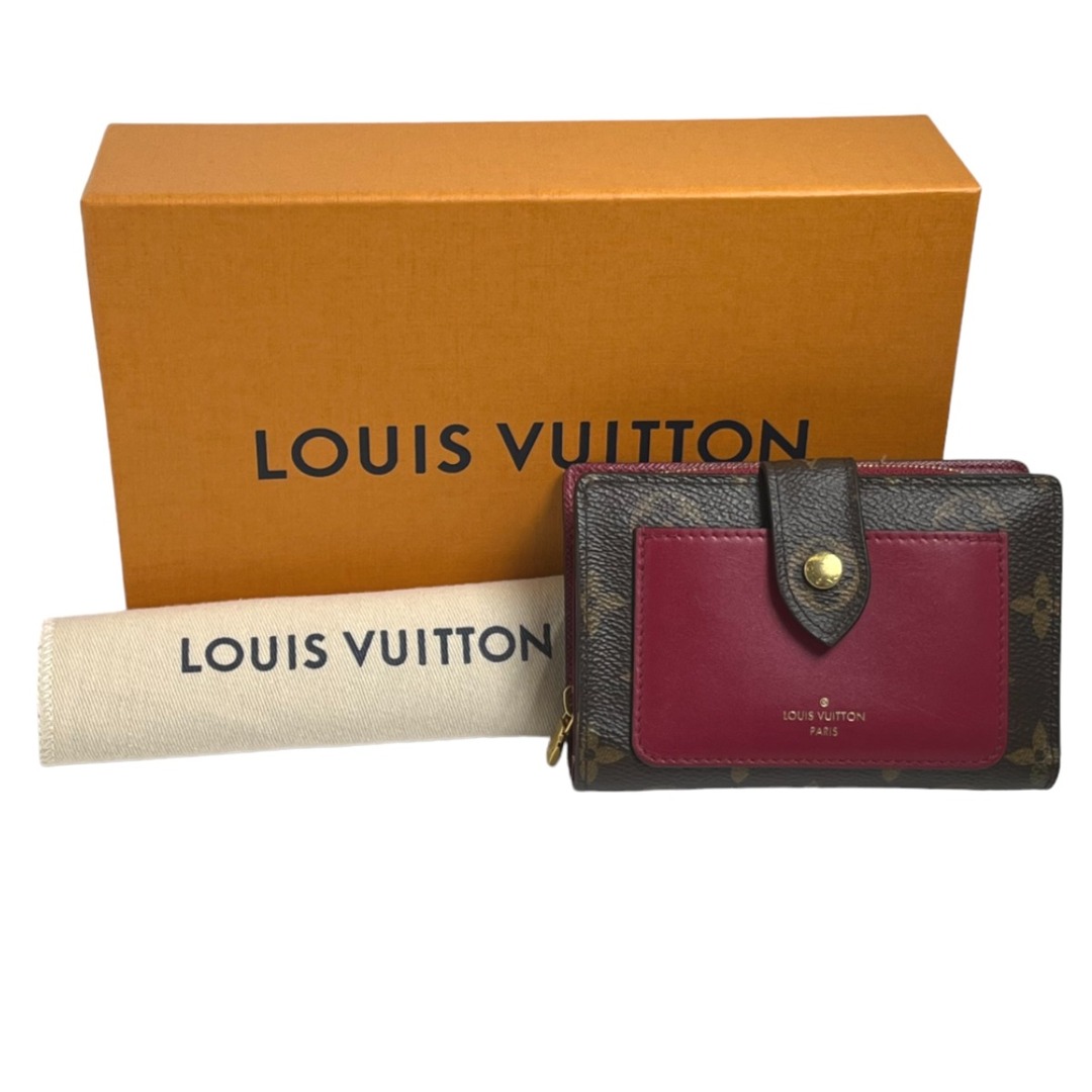 スナップボタン外側ルイヴィトン M69433 二つ折り財布 フューシャ  LOUIS VUITTON ポルトフォイユ・ジュリエット モノグラム