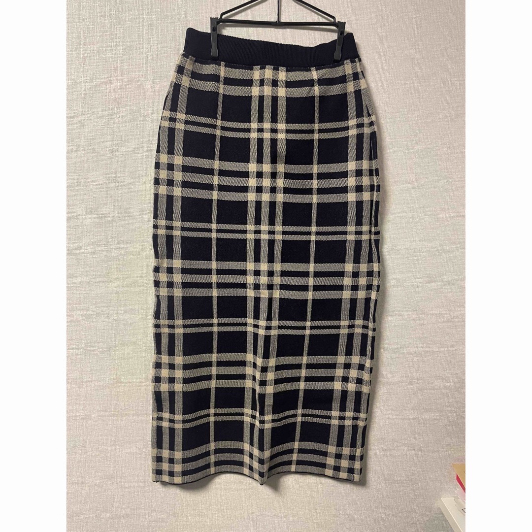 GRL(グレイル)のチェック柄スリットニットタイトスカート レディースのスカート(ロングスカート)の商品写真