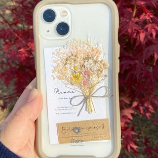 シャーベットゴールド❁︎ スマホ　かすみ草　ブーケ　ケース　iface カード(スマホケース)