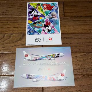 ジャル(ニホンコウクウ)(JAL(日本航空))のＪＡＬ　ディズニー１００　ポストカード　２枚セット(キャラクターグッズ)