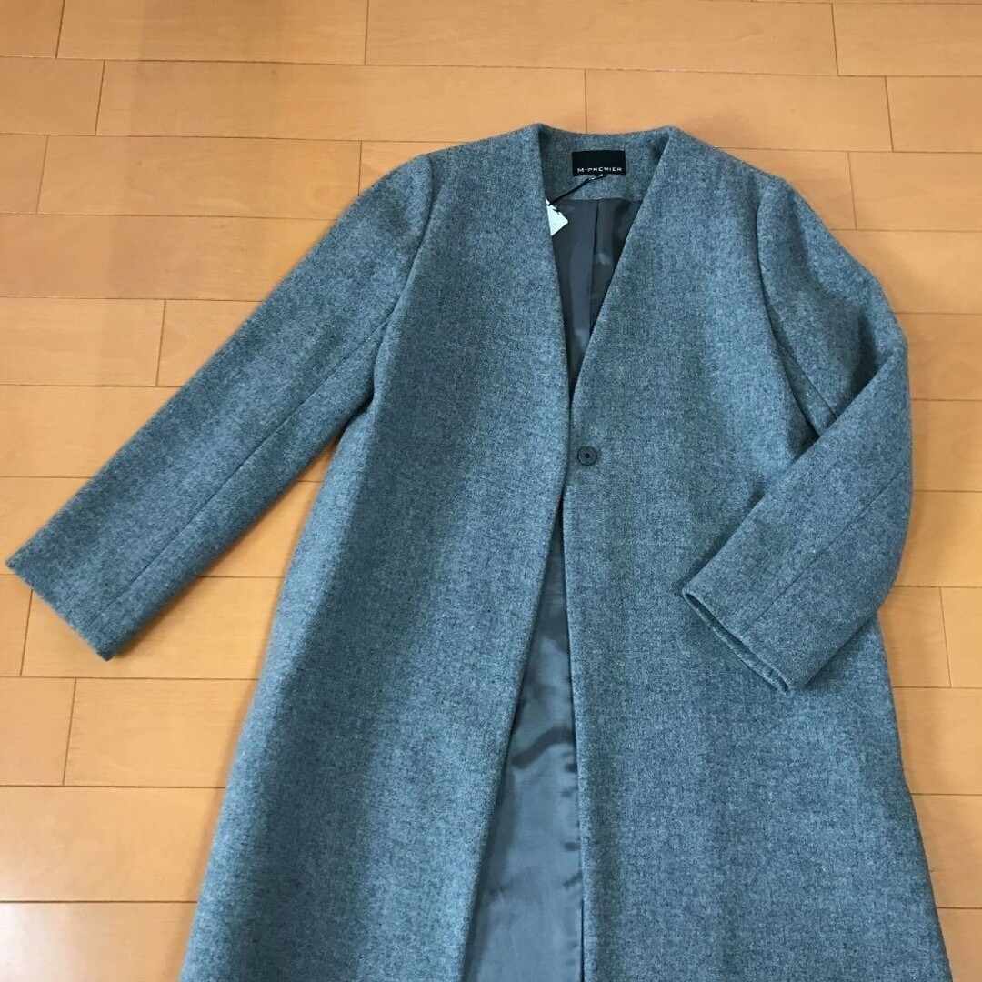 M-premier - 【M–PREMIER】美品✨ ロングコート ノーカラー 38 グレー M-premier - 【M–PREMIER】美品✨ ロングコート ノーカラー 38 グレー