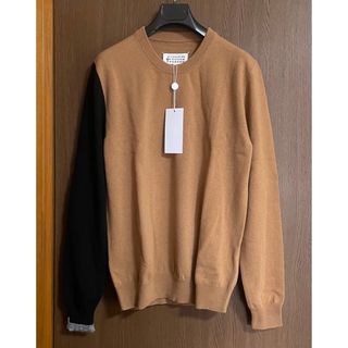 マルタンマルジェラ(Maison Martin Margiela)のL新品 メゾン マルジェラ カシミヤ カラーブロック ニット セーター キャメル(ニット/セーター)