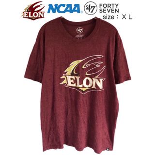 フォーティセブン(47 Brand)のNCAA　イーロン大学　フェニックス　Tシャツ　XL　あずき色　USA古着(Tシャツ/カットソー(半袖/袖なし))