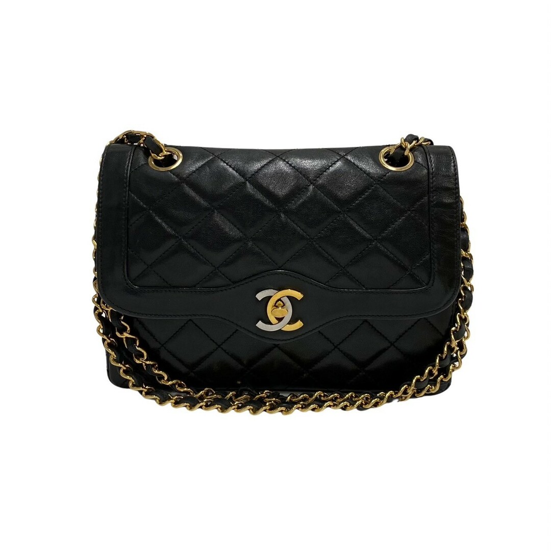 極美品 CHANEL シャネル マトラッセ ターンロック チェーンショルダーバッグ ココマーク  ショルダーバッグ ラムスキン ブラック