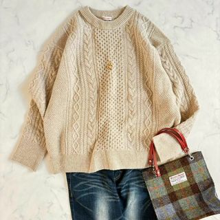 fig樣美品♪ドレステリア ケーブルニット カシミヤ混 ベージュ 38 dj2Kona洋服出品中