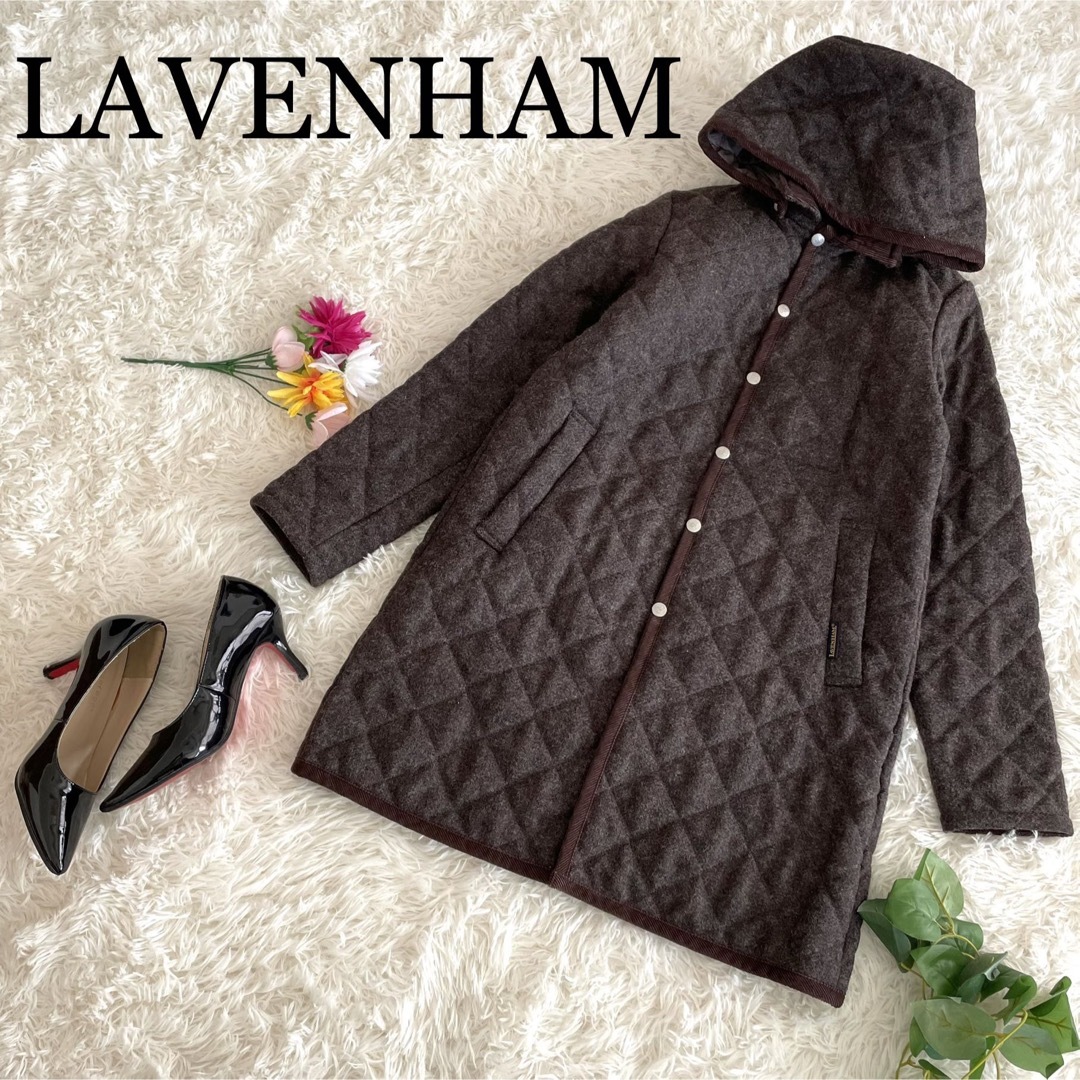 LAVENHAM - 【大きめ】ラベンハム　ウールキルティングジャケット　フード取り外　美品