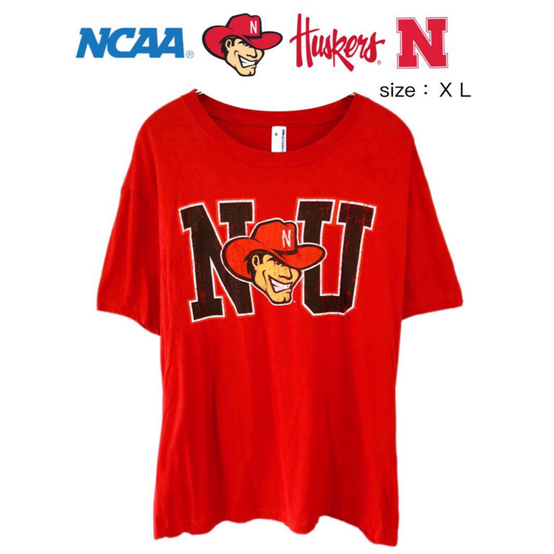 NCAA　ネブラスカ大学リンカーン校　ハスカーズ　Tシャツ　XL　赤　USA古着 メンズのトップス(Tシャツ/カットソー(半袖/袖なし))の商品写真