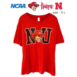 NCAA　ネブラスカ大学リンカーン校　ハスカーズ　Tシャツ　XL　赤　USA古着(Tシャツ/カットソー(半袖/袖なし))