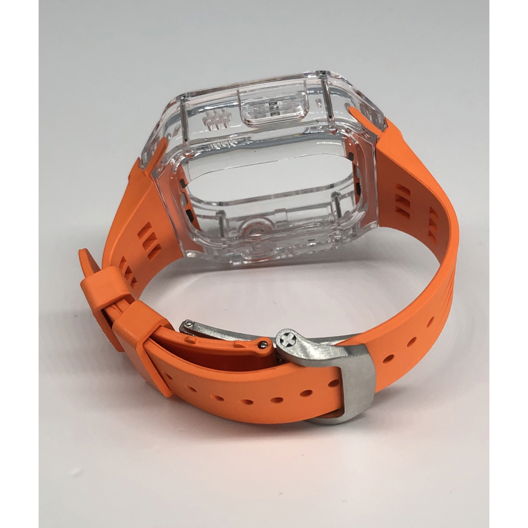 Apple Watch オレンジ　ヴァイトンラバーバンド　ケース　ウルトラ メンズの時計(ラバーベルト)の商品写真