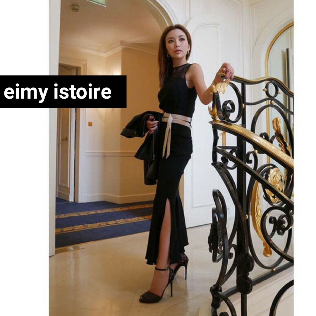 eimy istoire(エイミーイストワール)の美品　エイミーイストワール　ベルトコンビマーメイドスカート　美シルエット　黒 レディースのスカート(ロングスカート)の商品写真