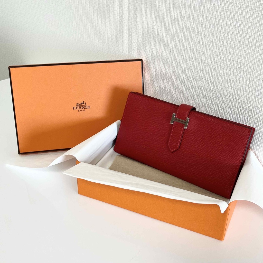 Hermes - 新品HERMES エルメス ベアンスフレ 赤 レッド 長財布 C刻