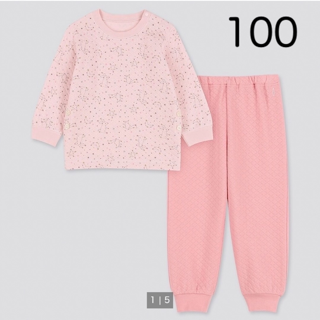 UNIQLO(ユニクロ)のUNIQLOキルトパジャマ100 キッズ/ベビー/マタニティのキッズ服女の子用(90cm~)(パジャマ)の商品写真