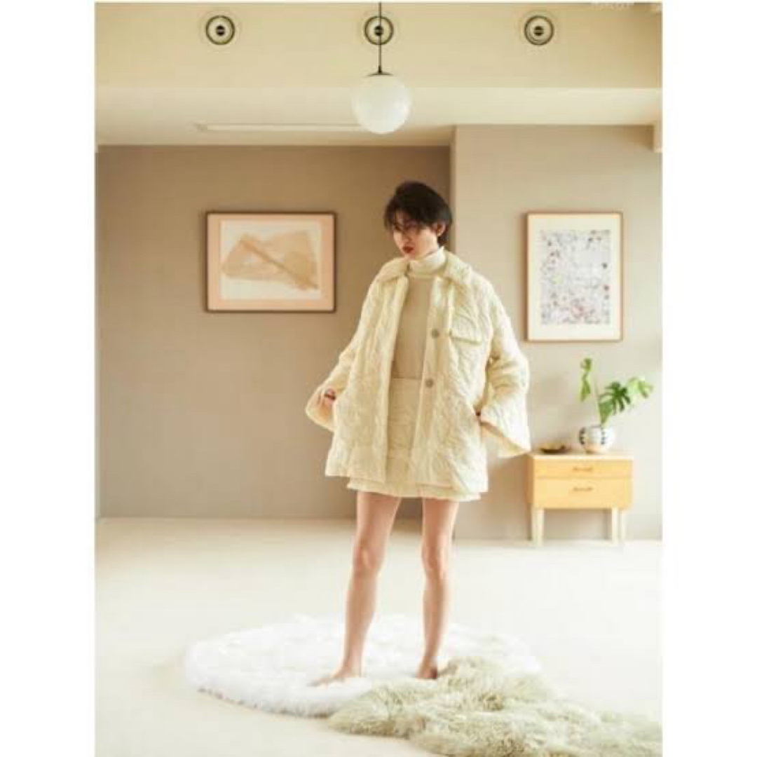 Rosary moon(ロザリームーン)のFluffy Jacquard Quilted Coat rosarymoon レディースのジャケット/アウター(ニットコート)の商品写真