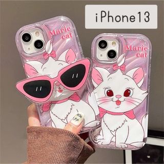 ディズニー(Disney)の【iPhone13ケース】 Disney  マリー  グリップ付(iPhoneケース)