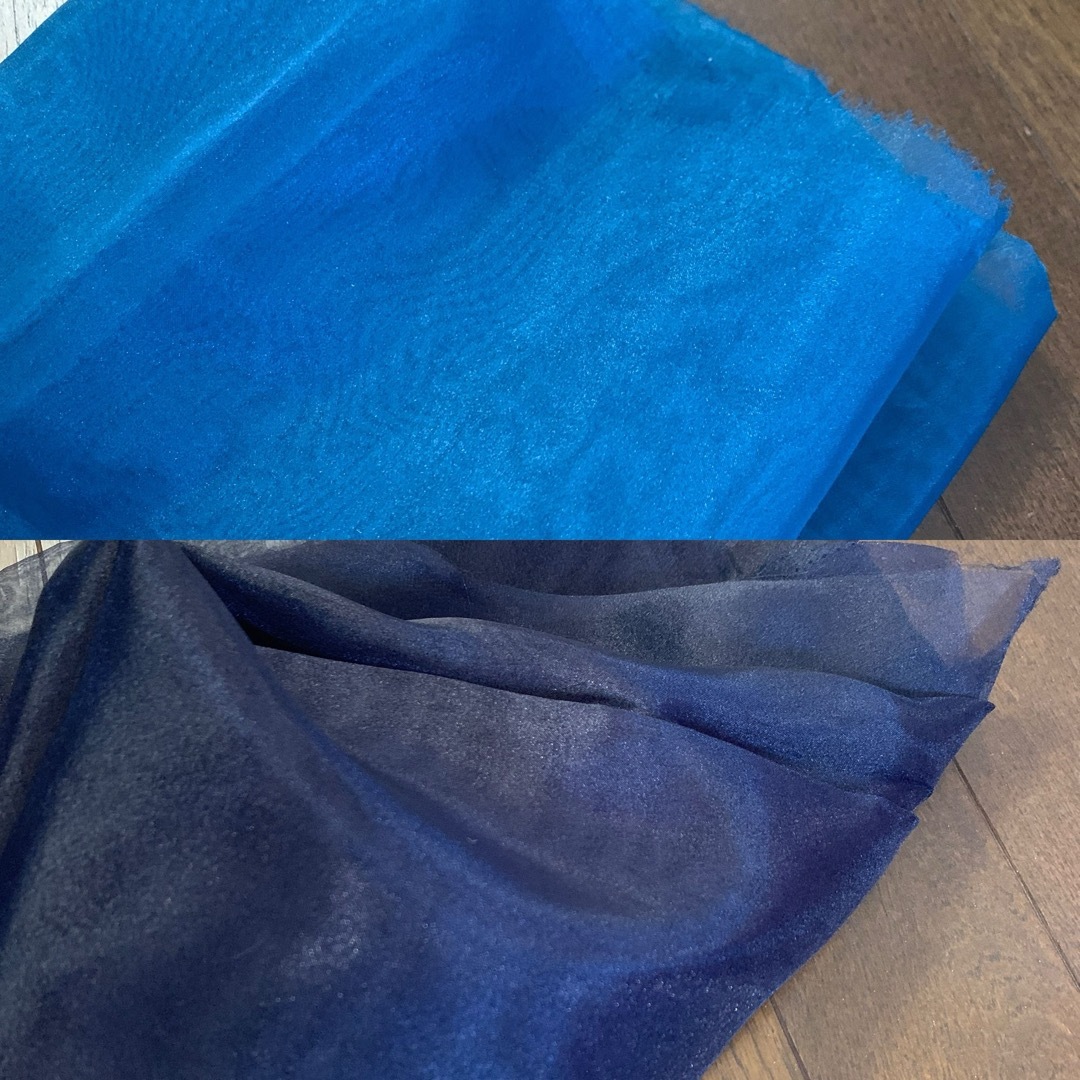はぎれ　オーガンジー　青系2色セット ハンドメイドの素材/材料(生地/糸)の商品写真