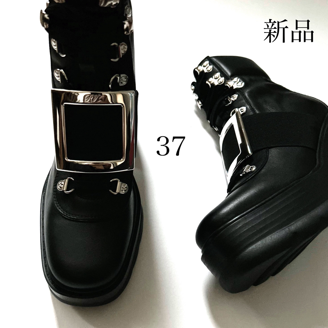 靴/シューズ新品/37 ロジェ ヴィヴィエ コンバットブーツ ブーツ 黒 ブラック
