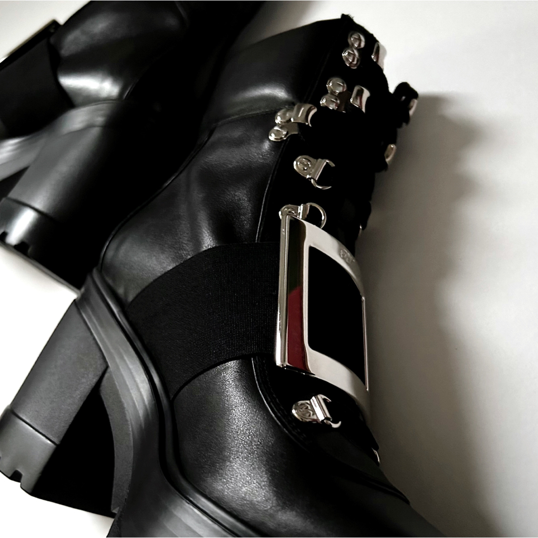 レディース新品/37.5 ロジェ ヴィヴィエ ブーツ コンバットブーツ 黒 ブラック