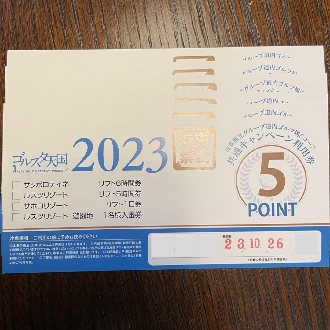 施設利用券② ルスツ リフト券 5時間券 2枚セット