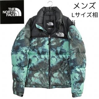 ザノースフェイス(THE NORTH FACE)の新品　ノースフェイス　ダウンジャケット ヌプシ　総柄　青　Lサイズ　US規格(ダウンジャケット)