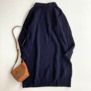 ユナイテッドアローズグリーンレーベルリラクシング(UNITED ARROWS green label relaxing)のグリーンレーベル　ハミルトン　ウールニットワンピース　ゆったり　ネイビー(ニット/セーター)