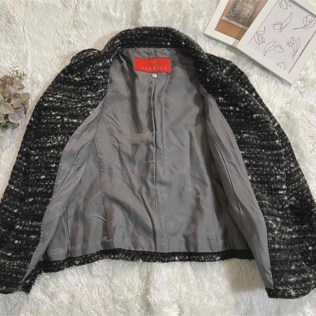 【CORNICE】コルニーチェ　羊毛アルパカ混ツイードコート　テーラードコート レディースのジャケット/アウター(テーラードジャケット)の商品写真