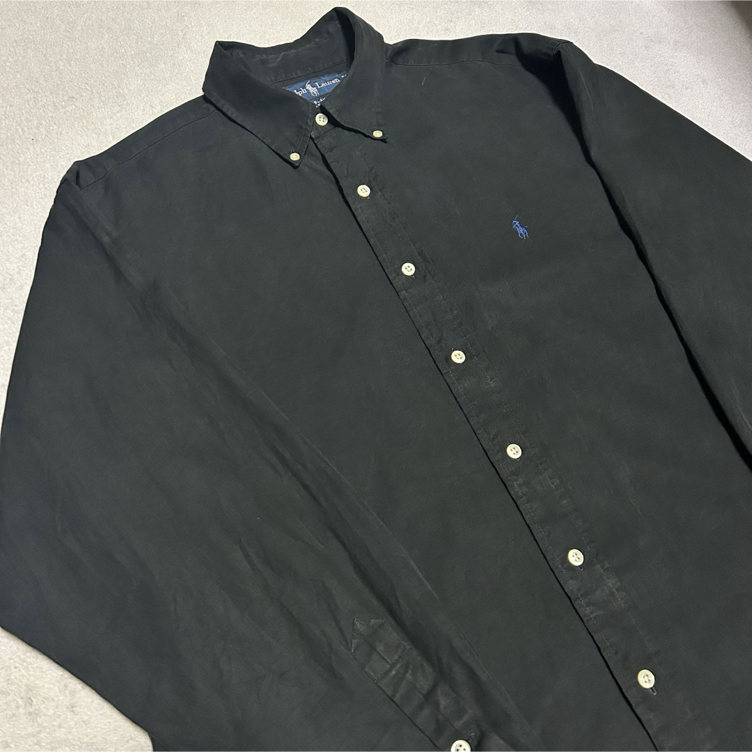 【希少】90s ラルフローレン BLAKE シルクコットン シャツ 黒 ブラック