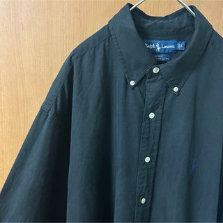 ポロラルフローレン(POLO RALPH LAUREN)の【希少】90s ラルフローレン BLAKE シルクコットン シャツ 黒 ブラック(シャツ)